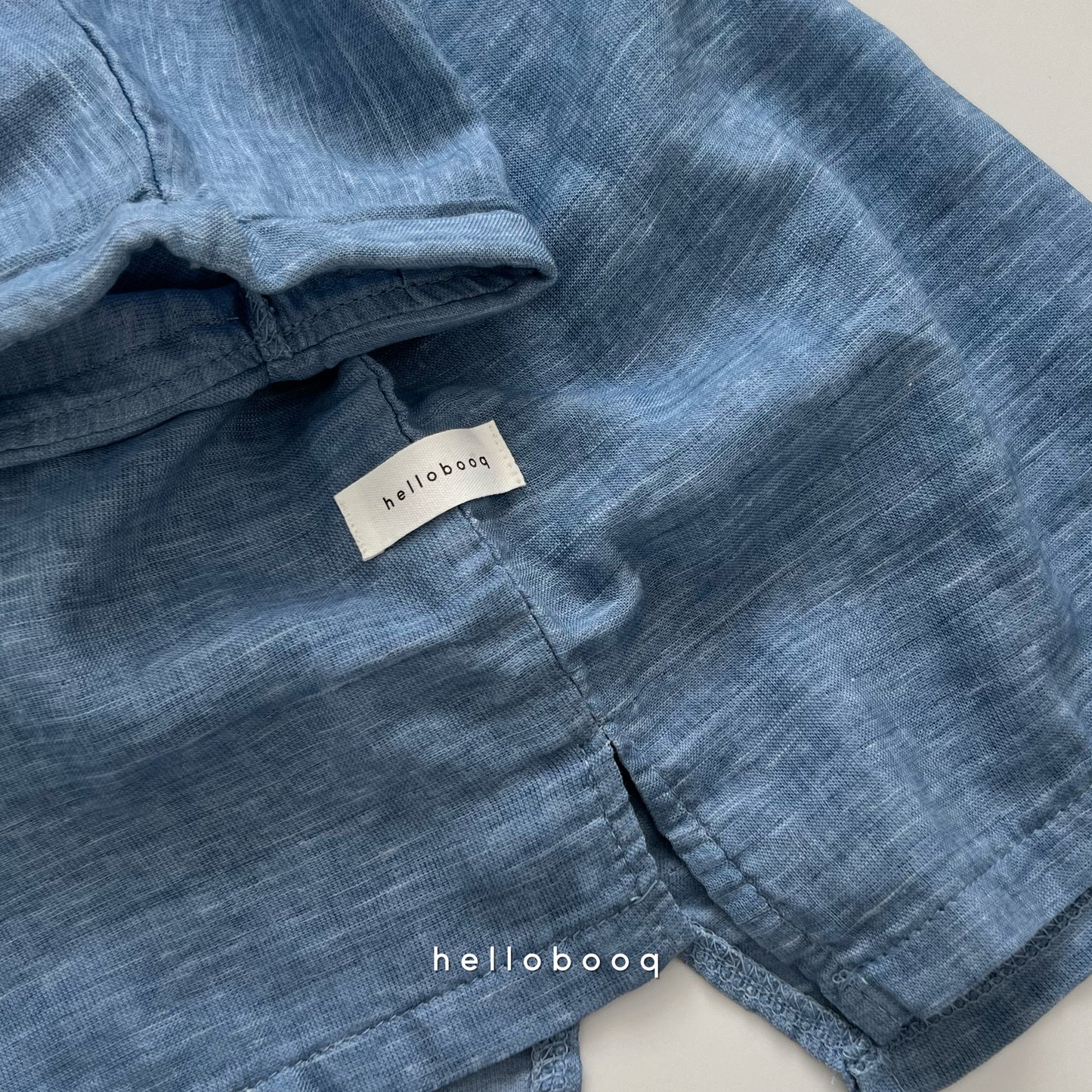 blue linen tee