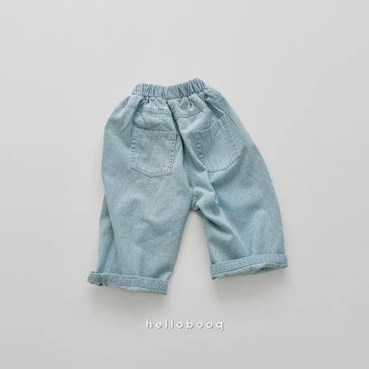light blue wide denim pants